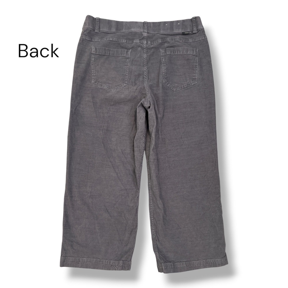 Toad&Co Corduroy Pants Women 14 Gray Wide Leg Crop Organic Cotton Coastal Fall - Picture 4 of 8